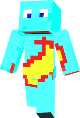 A Blue Minecraft Player With A Flame On His Chest.