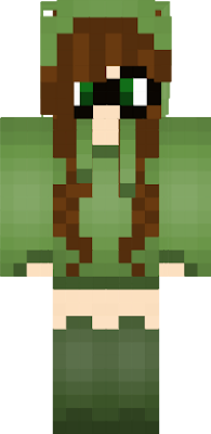 A gal with a creeper outfit green eyes, long hair, and glasses.