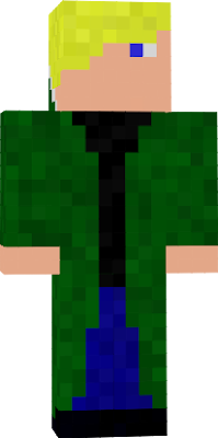 Has an assassin hood and a blue shading creeper face on the back