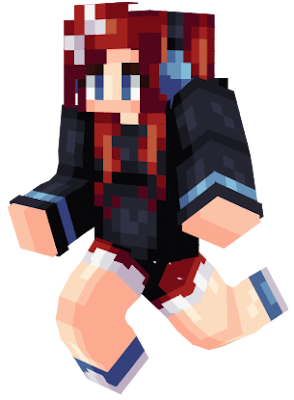 ~PHOENIXTALON CREATIONS~ A girl with red hair and a blue, creeper-themed outfit. Original skin is NOT mine!