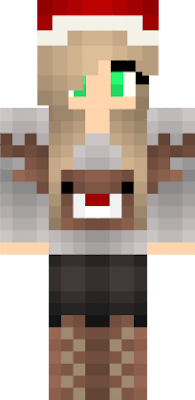 girl wearing a reindeer sweater and santa hat