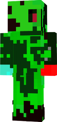 green human with something black, red and blue