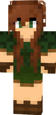 Lori with green dress and red braided hair and platform heels