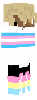 White hoodie w/ trans flag stripe, fan flag pants