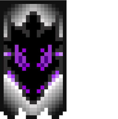 Based of the Dragon Cape, this cape plainly depicts an Ender Dragon on a spectrum of lights and darks.