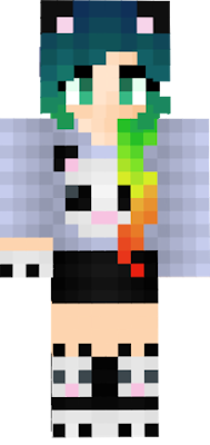 Panda, girl, panda boots, rainbow hair c: