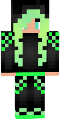 An awesome girl with a black hoodie with epic green designs