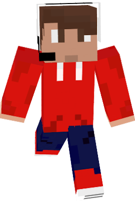 Me in Minecraft with a red hoodie.
