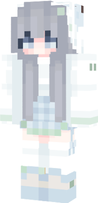 a girl with pastel blue hair and pastel blue plaid outfit