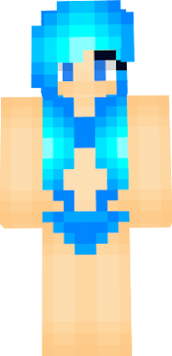 Electric blue hair with bikini.