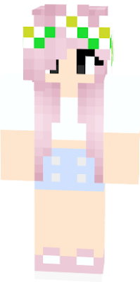 pastel pink hair flower crown high wasted shorts and a white crop top
