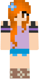 Spent 3 hours on this. It is my first skin I have made. Ginger hair, blue shorts, purple and gray top, and brown shoes with designs on them.