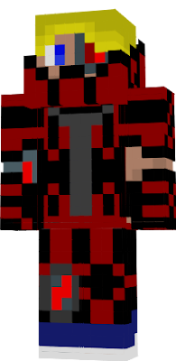 moitié humain moitié robot veste rouge et pentanol rouge et noir