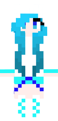 a girl with long blue hair creeper at the back of her hoody and white and blue boots on with shorts.