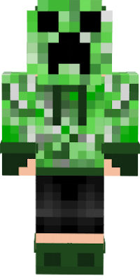 My Creeper Human oc with hoodie down & mask on.