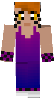 wearing a purple to blue gradient outfit and black and purple checkered gloves and shoes.