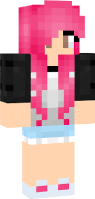 pink hair minecraft girl, by nikolanya