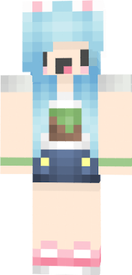 Light-Blue Hair, Minecraft Shirt, Bunny Ears.