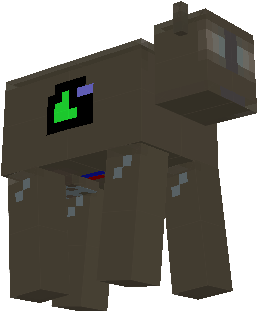 Built by Redstone Egineer Anonymous A. Nonymous, this robo cow is a milk making mecha machine! It's milk levels are read by a computer screen on it's side.