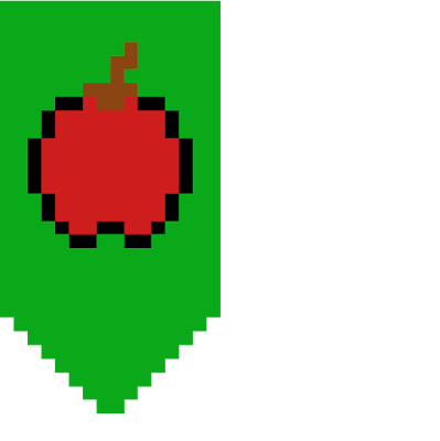 green cape with a red apple