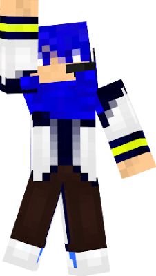 This is Kaito, my favorite Vocaloid in the history of Vocaloids. He's kinda cute, and he makes a good Minecraft skin, but it wasn't easy to make this one look fancy. I just love Kaito, and making a skin that looked like him was like an honor to me. But, again, this is Kaito, the best Vocaloid ever. By your friend, Sketchy187