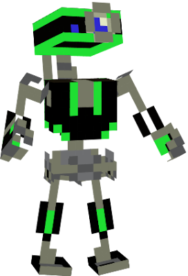 the black/green robot skin