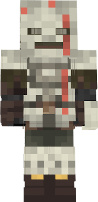 An adventurer wearing the grim armor from MC dungeons