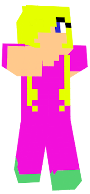 Yellow Haired Girl With a Pink Dress And Lime Shoes