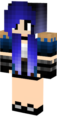 the change of look is blue hair in minecraft