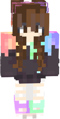 Cute Brown-Haired rainbow jacket girl!