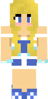 A blue-clothed blonde cheerleader with pompoms