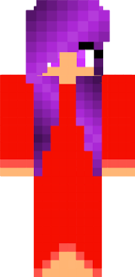 purple girl wearing a red dress