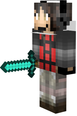 here's my new minecraft skin, complete with one leather glove, a fake white opal ring, headphones, and an iron maiden t shirt
