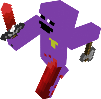 this purple guy has been doing something bad and has blood all over him