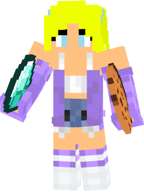 Here's Bubbles dressed as Aphmau, she's wearing Aphmau's signature clothes but still has her pigtails.