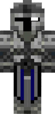wearing knight armor, he is in the war against mobs, thinking about 