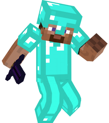 Steve with a wither shirt diamond aror and a obsidian sword