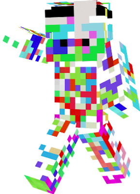 a skin with a white background, with several colors being drawn randomly