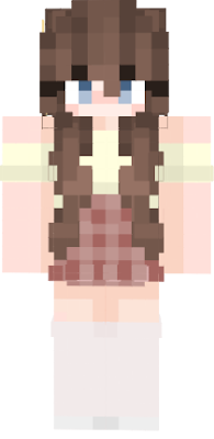 Girl Brown Hair Plaid Skirt V1 By MimiRobot