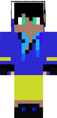 blue and yellow with headphones
