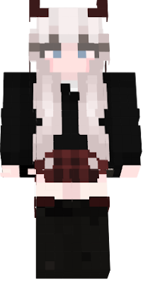 goth egirl with red horns, dark red, black, white hair