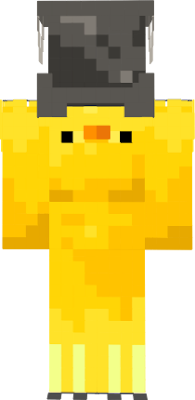a little yellow chick that carries a cauldron on its head