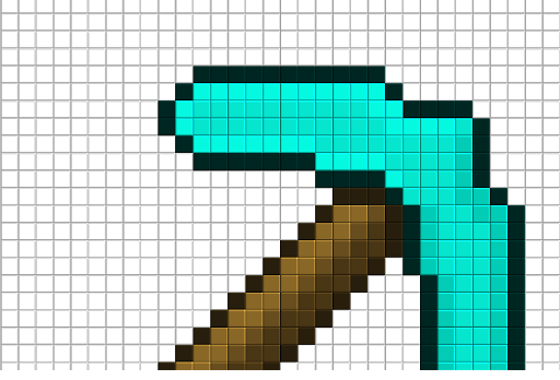 minecraft diamond pickaxe pixel art