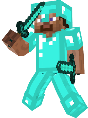 It is Steve when he killed the Ender Dragon and he is back with Diamond Armour and Tools