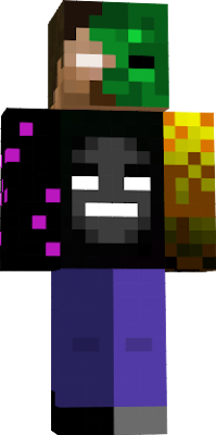 head:zombie-herobrine;left arm:blaze;right arm:enderman;left leg:player;right leg:zombie;middle front:wither;middle back:creeper I think this is a very good skin :) :)