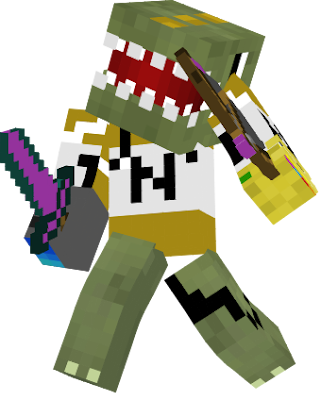 This is a TNT Shocker Dinosaur with the Infinity Gauntlet