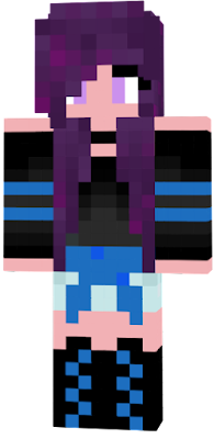 Purple Hair, Blue and black Clothes