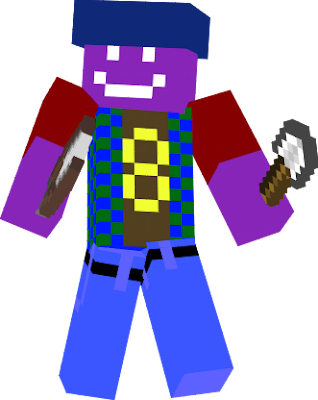 A purple man, in a mixture of various colours.