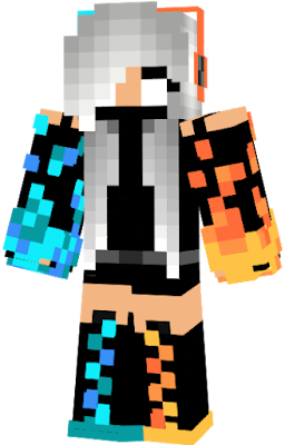 Fire and ice girl with herobrine eyes