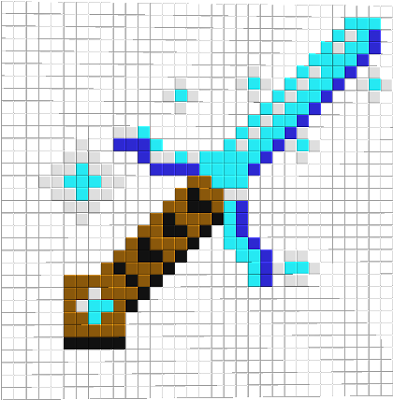 A 32x diamond sword with sparkles.